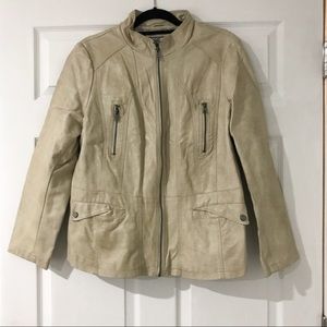 Vintage Beige Moto Jacket